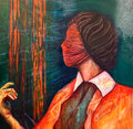 36" by 36" Original Painting Red Mask Domestic